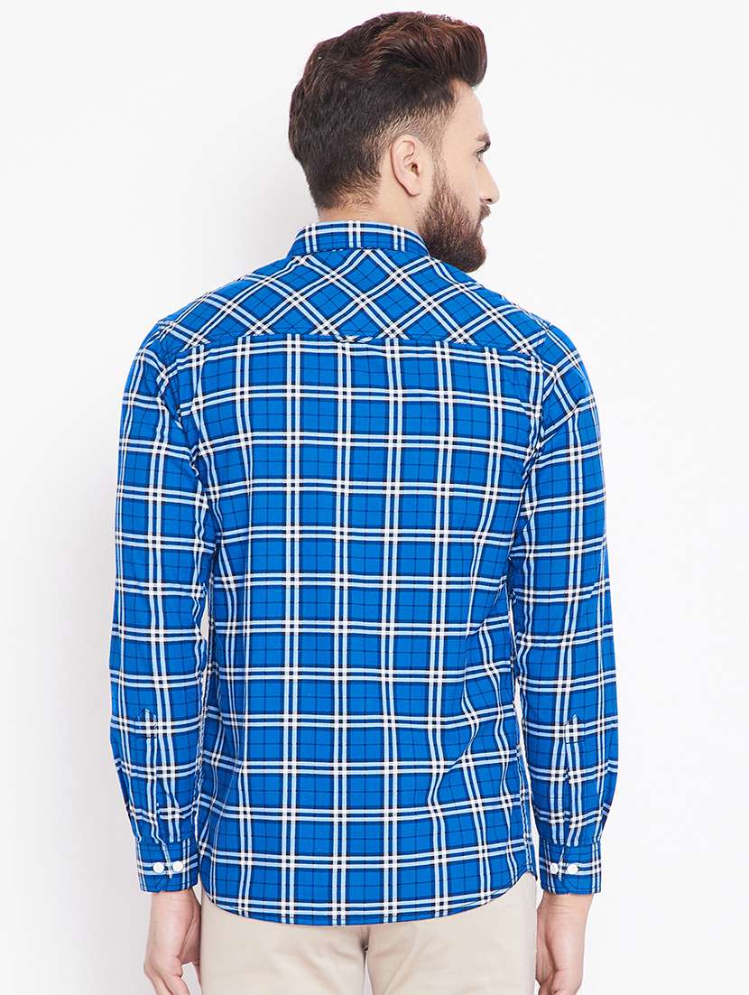 blue checkered casual shirt - 15916834 - Standard Image - 2
