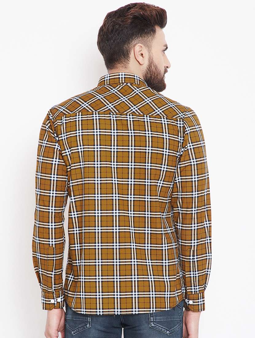 brown checkered casual shirt - 15916835 -  Standard Image - 2