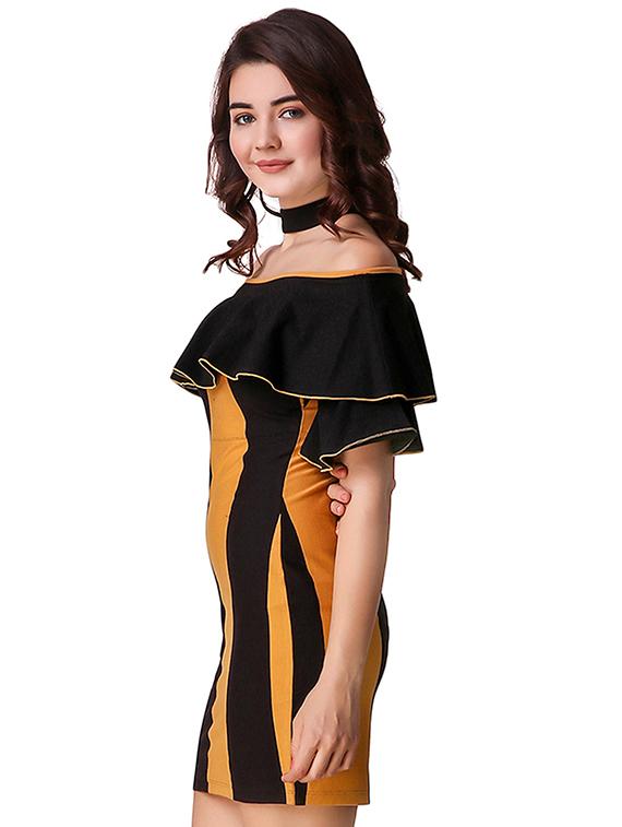 ruffled overlay striped sheath dress - 15918916 - Standard Image - 2