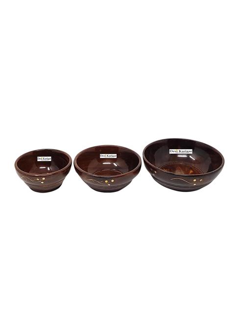 handicrafts brown wood bowl set of 3 - 15919364 - Standard Image - 0