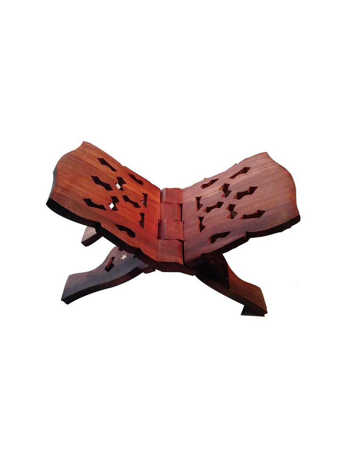 desi karigar brown wooden book stand