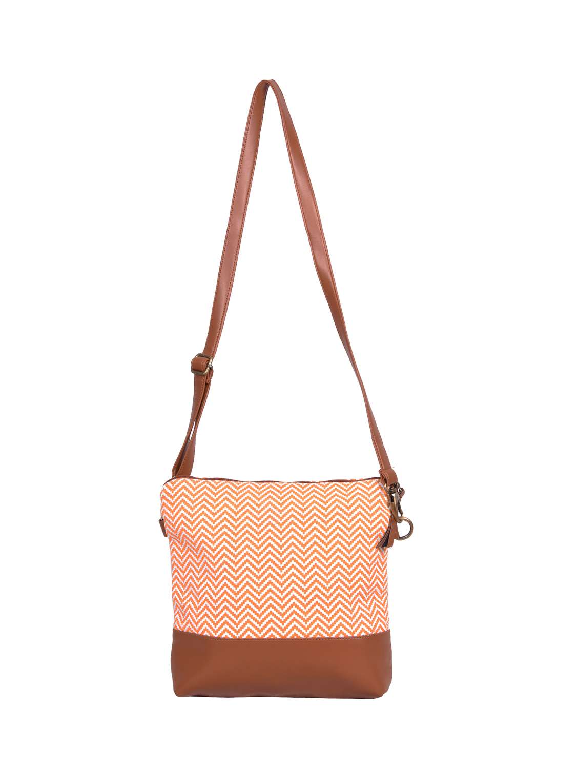 orange canvas sling bag