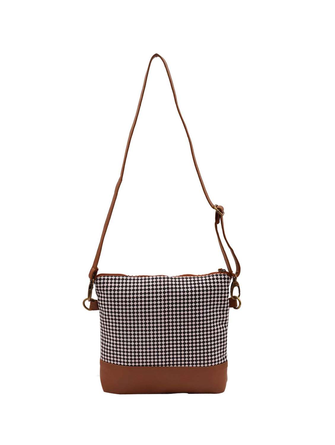 brown printed sling bag