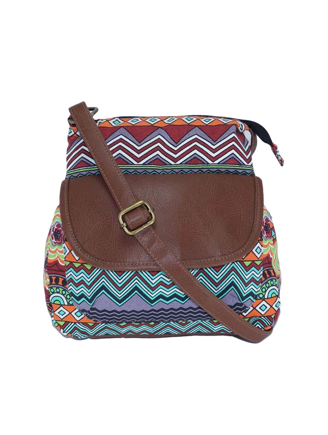 multi colored canvas sling bag