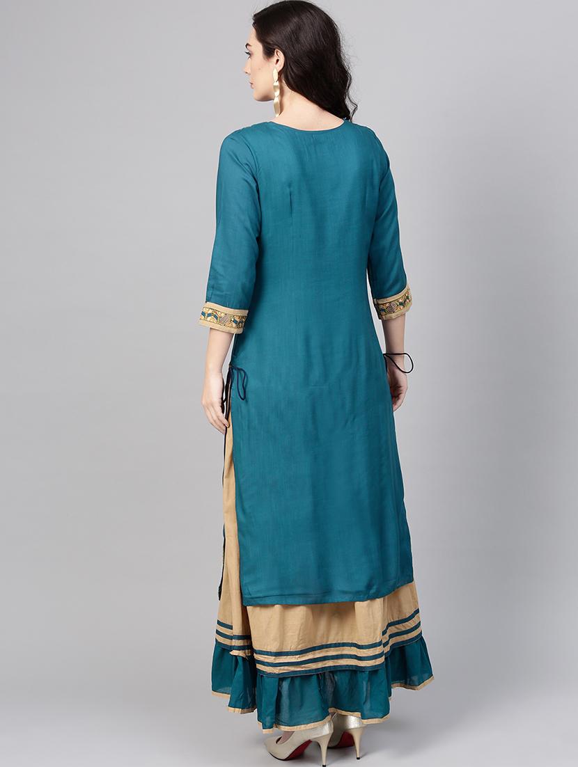 embroidered layered ethnic dress - 15921171 - Standard Image - 2