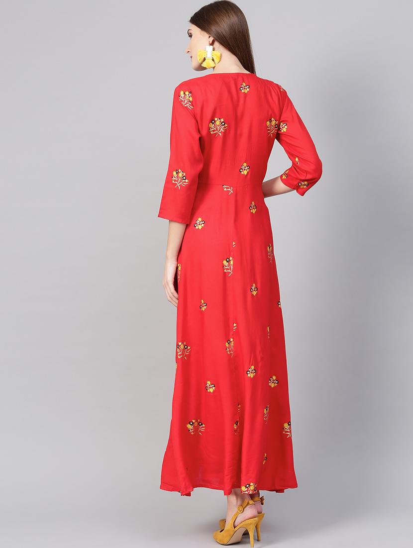 embroidered layered ethnic dress - 15921173 - Standard Image - 2