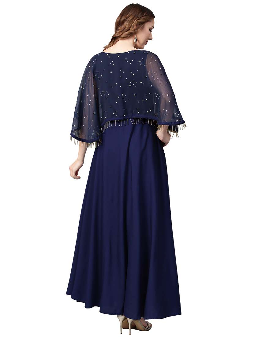 embellished a-line dress with crepe - 15921693 -  Standard Image - 2
