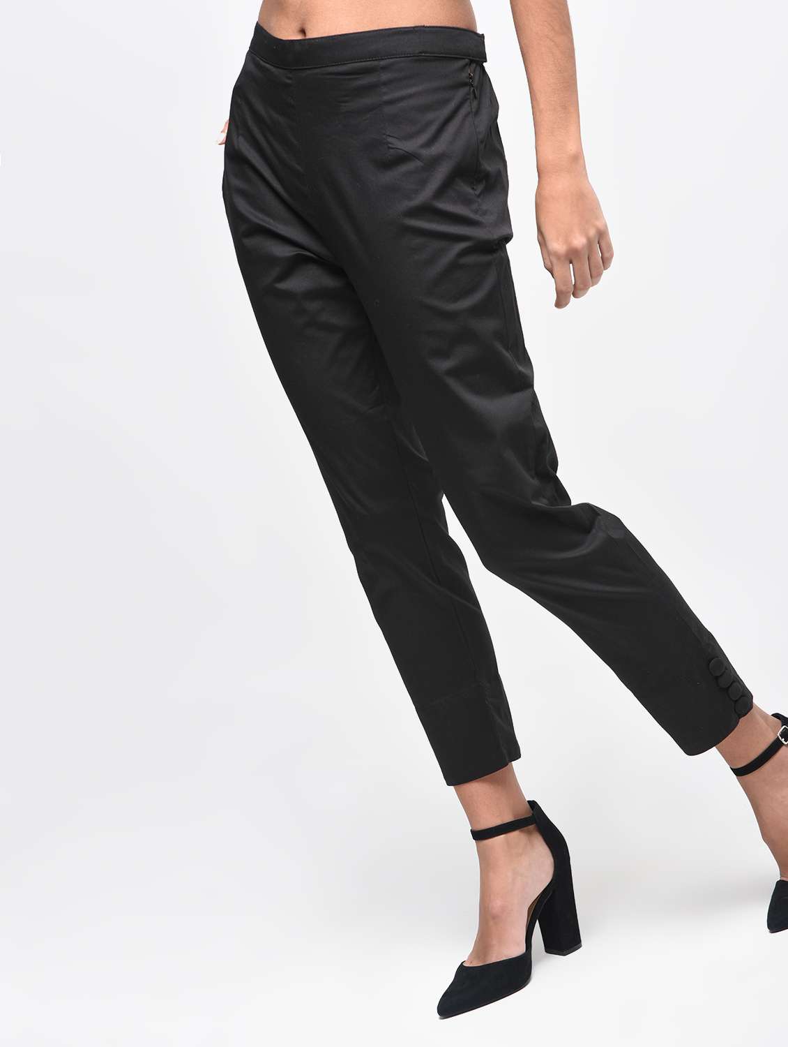 button detail flat front trousers - 15923486 -  Standard Image - 2