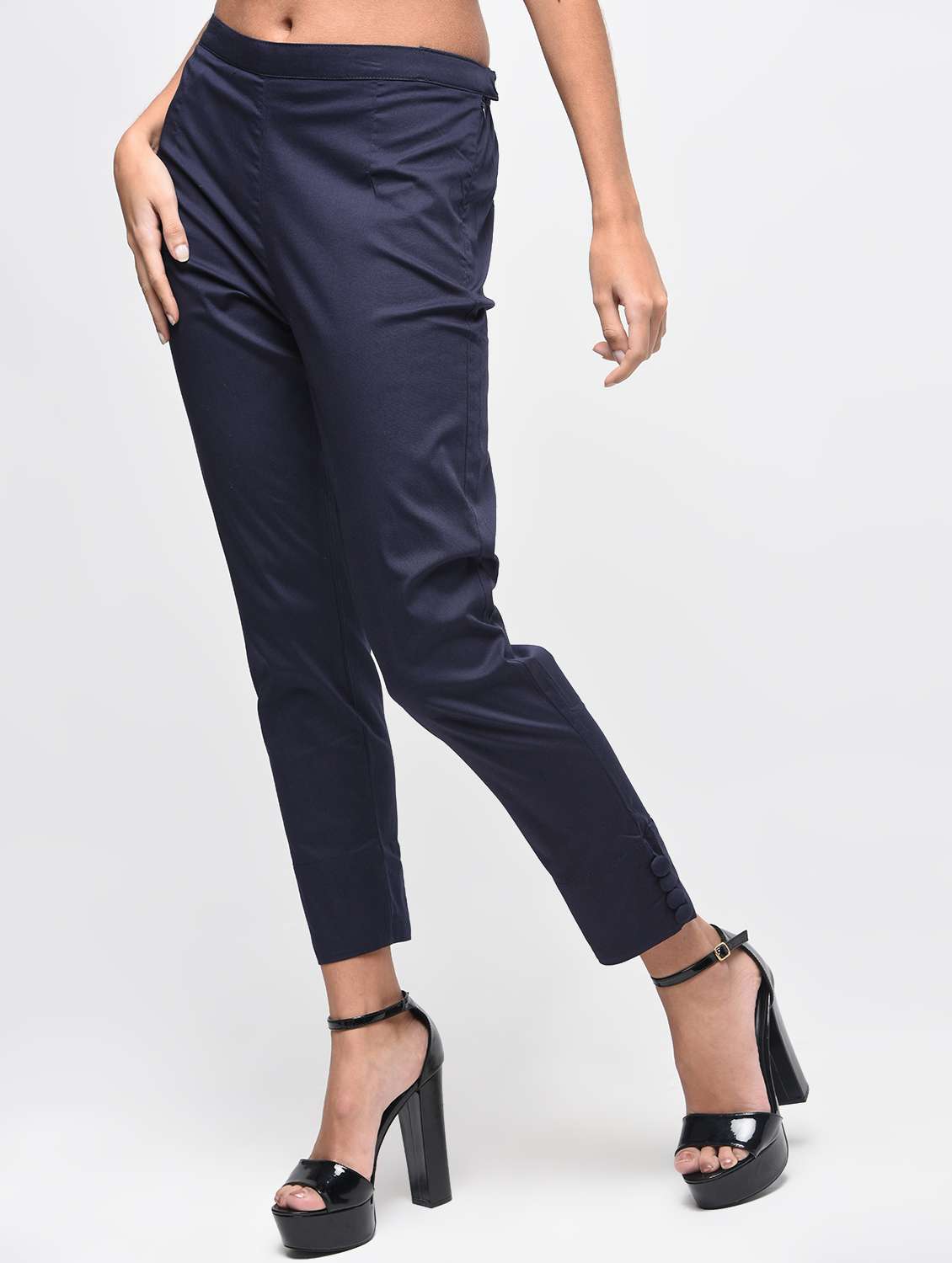 button detail flat front trousers - 15923500 -  Standard Image - 2
