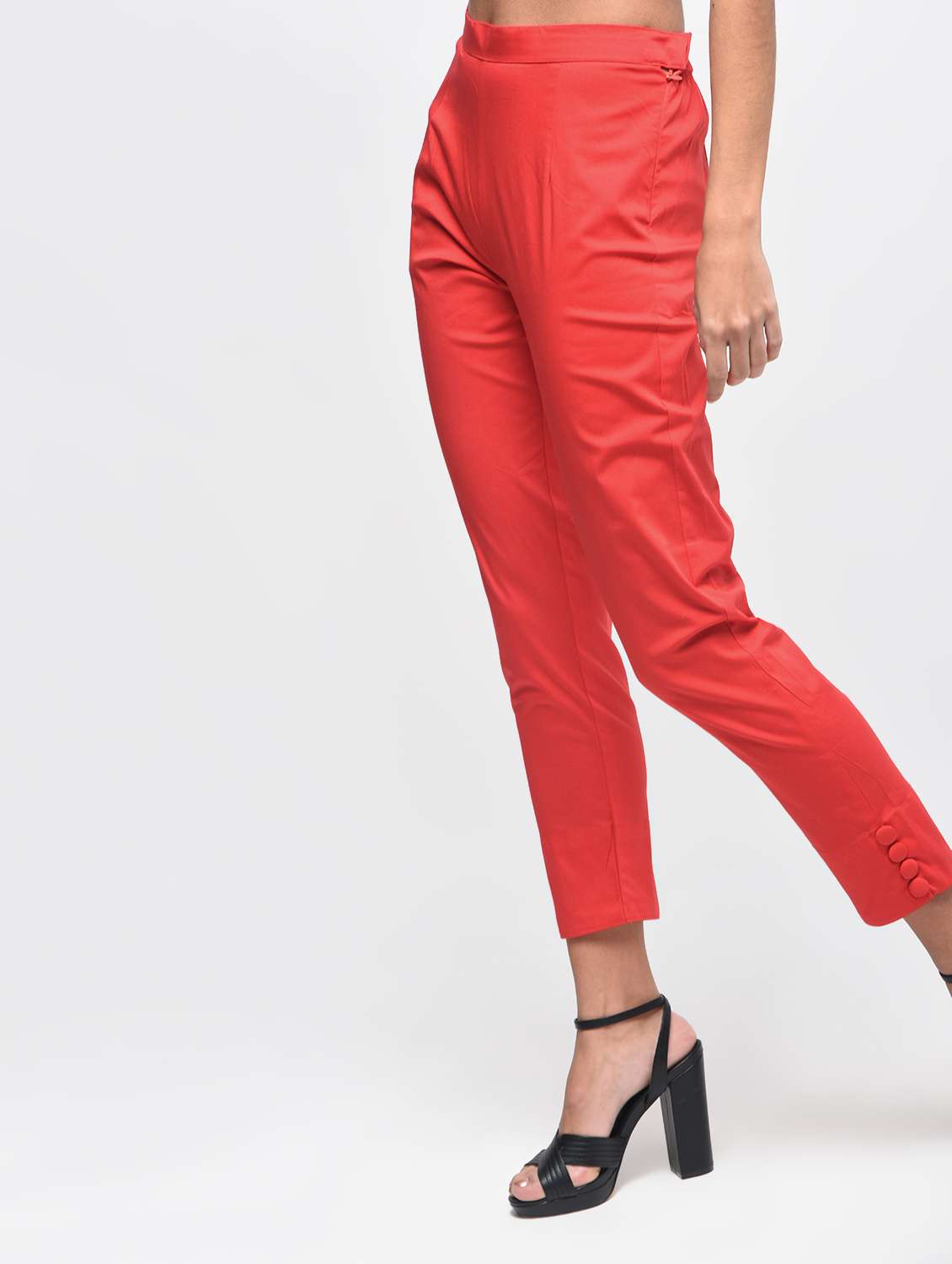 button detail flat front trousers - 15923502 -  Standard Image - 2