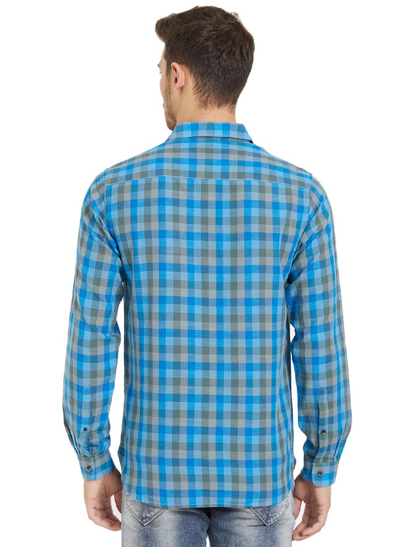 blue checkered casual shirt - 15925676 - Standard Image - 2