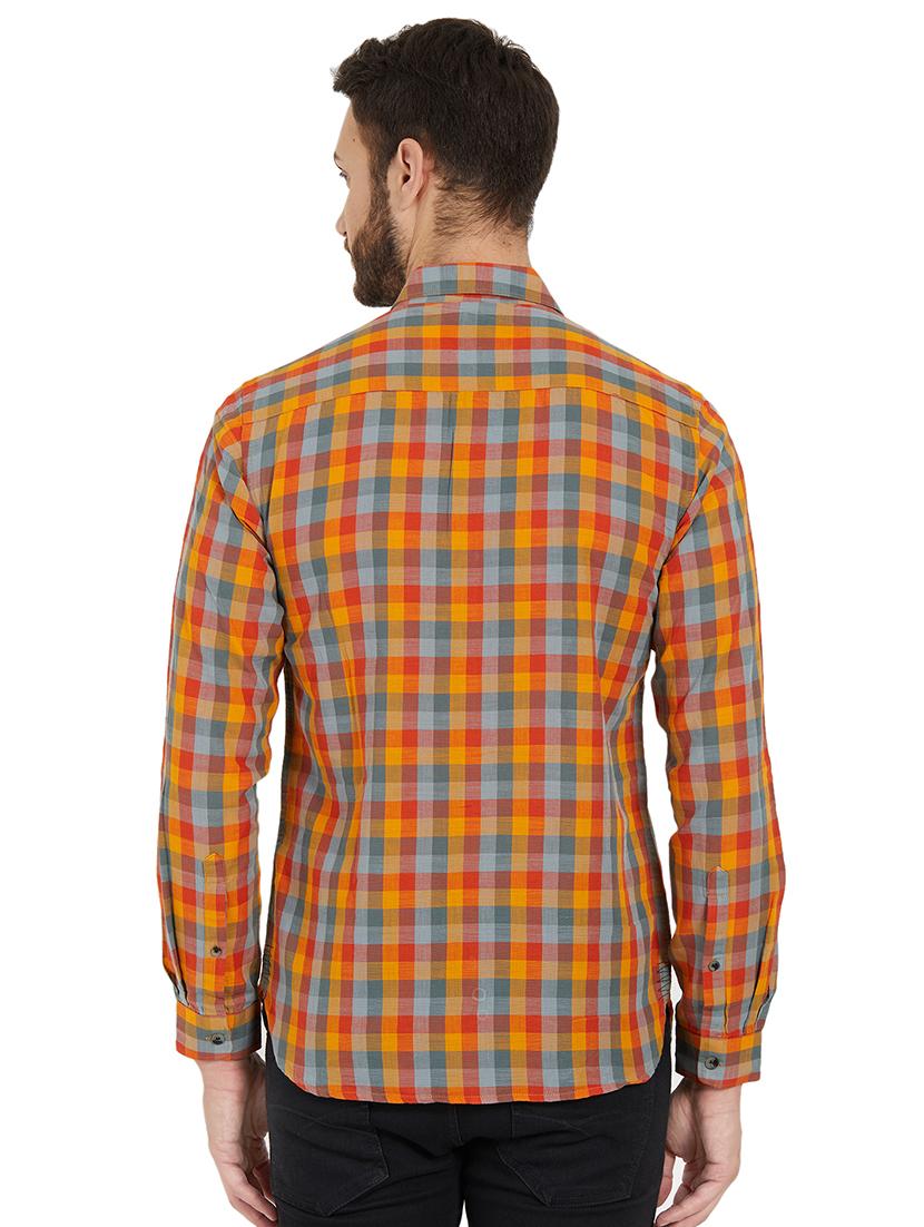 orange checkered casual shirt - 15925677 - Standard Image - 2