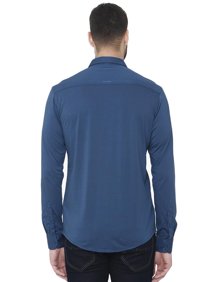 blue solid casual shirt - 15925687 - Standard Image - 2