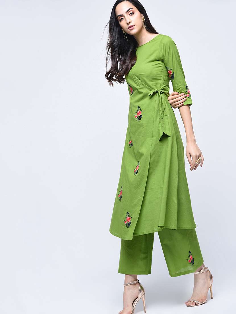 embroidered side knot kurta with palazzo set