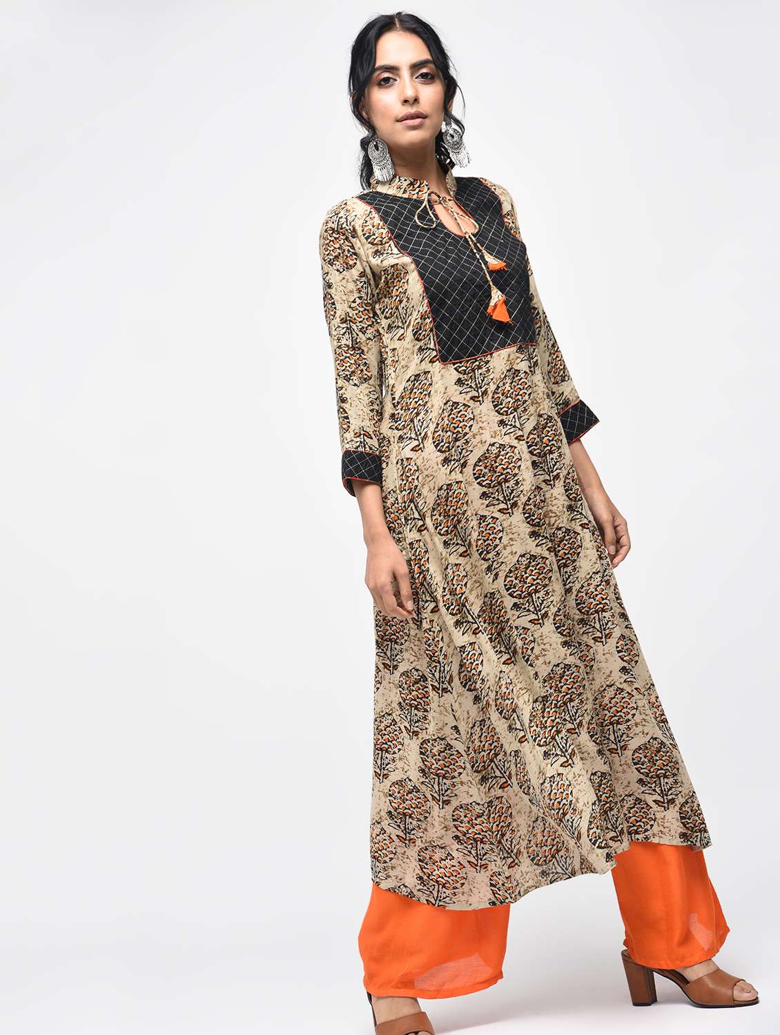yoke design a-line kurta with palazzo set