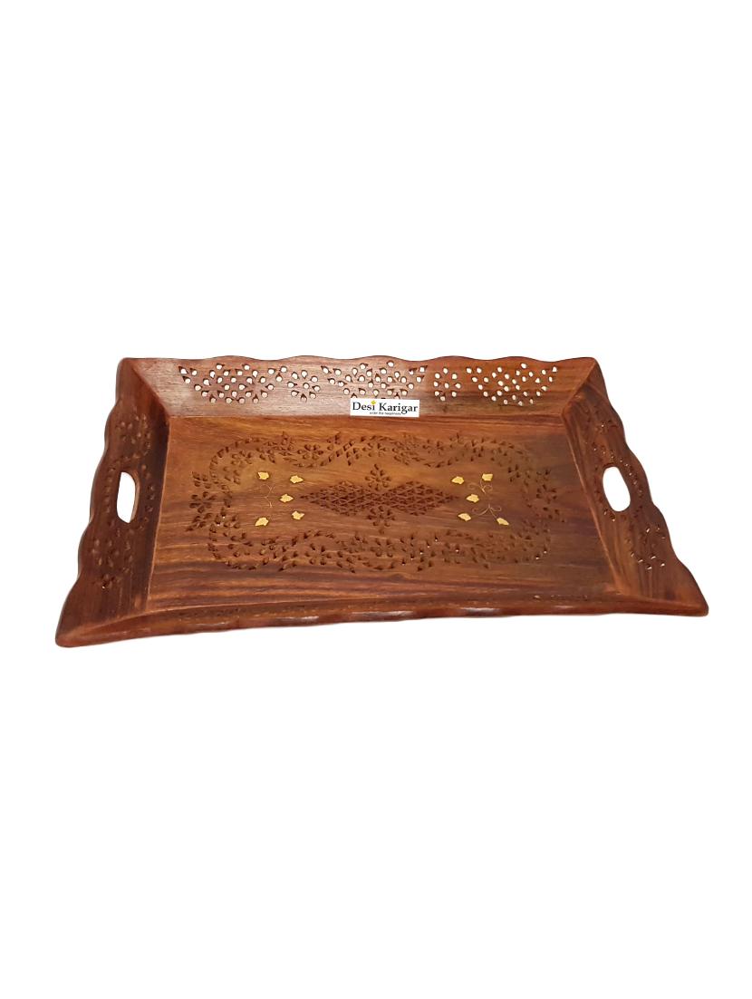 rectangular brass and jali work tray