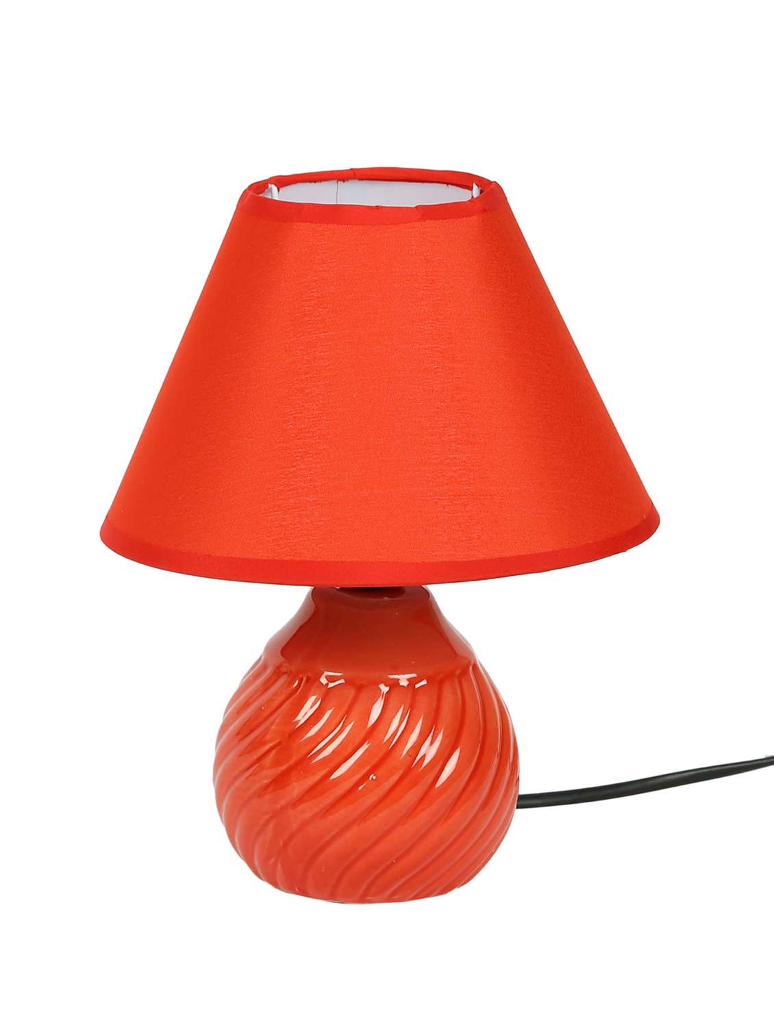 vintage style polished ceramic round red table lamp - 15928385 -  Standard Image - 2