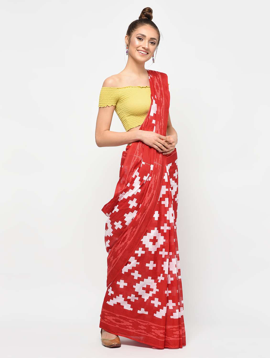 geometrical printed saree with blouse