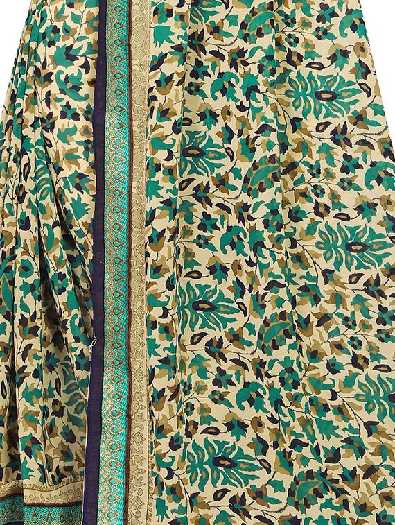 women's floral beige colored saree with blouse - 15931265 - Standard Image - 2