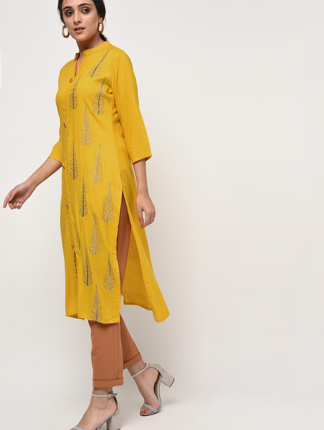 embroidered straight kurta - 15931442 - Standard Image - 2