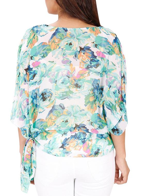tie up detail botanical print top - 15931467 - Standard Image - 2