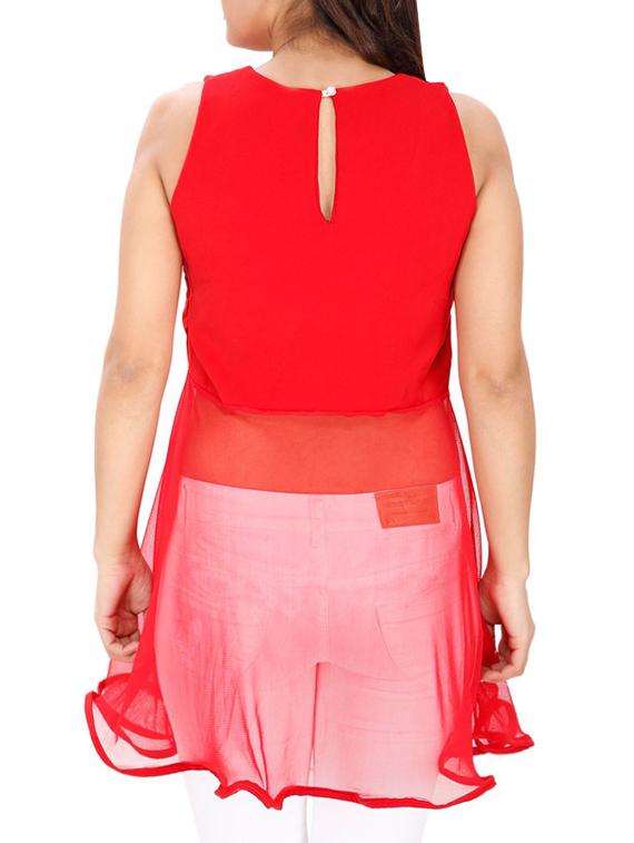 sheer ruffled paneled top - 15931470 - Standard Image - 2