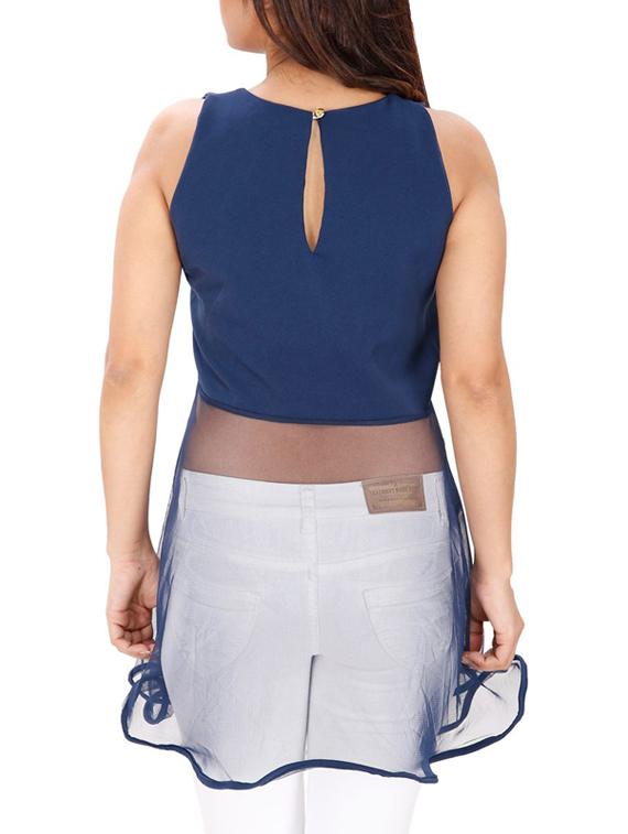 sheer ruffled paneled top - 15931472 - Standard Image - 2