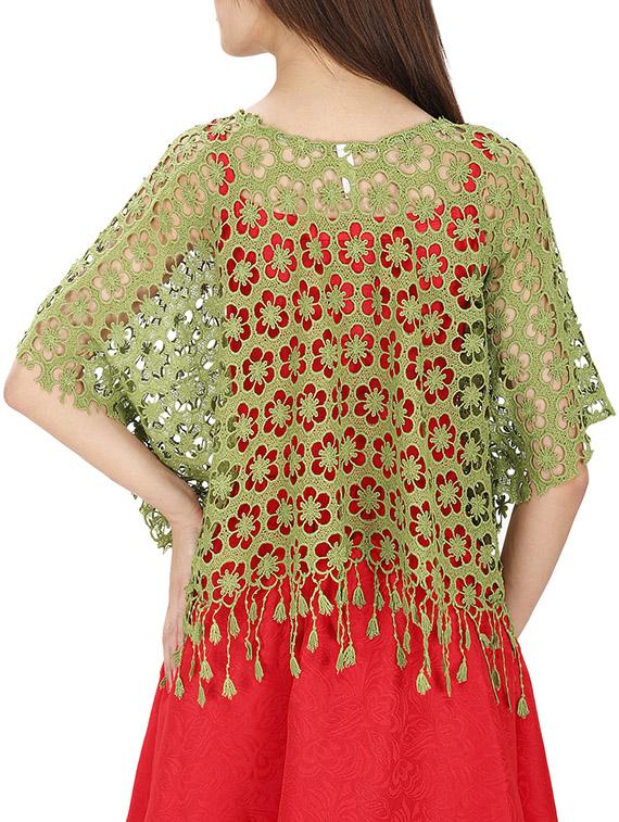 tasseled hem crochet top - 15931479 - Standard Image - 2