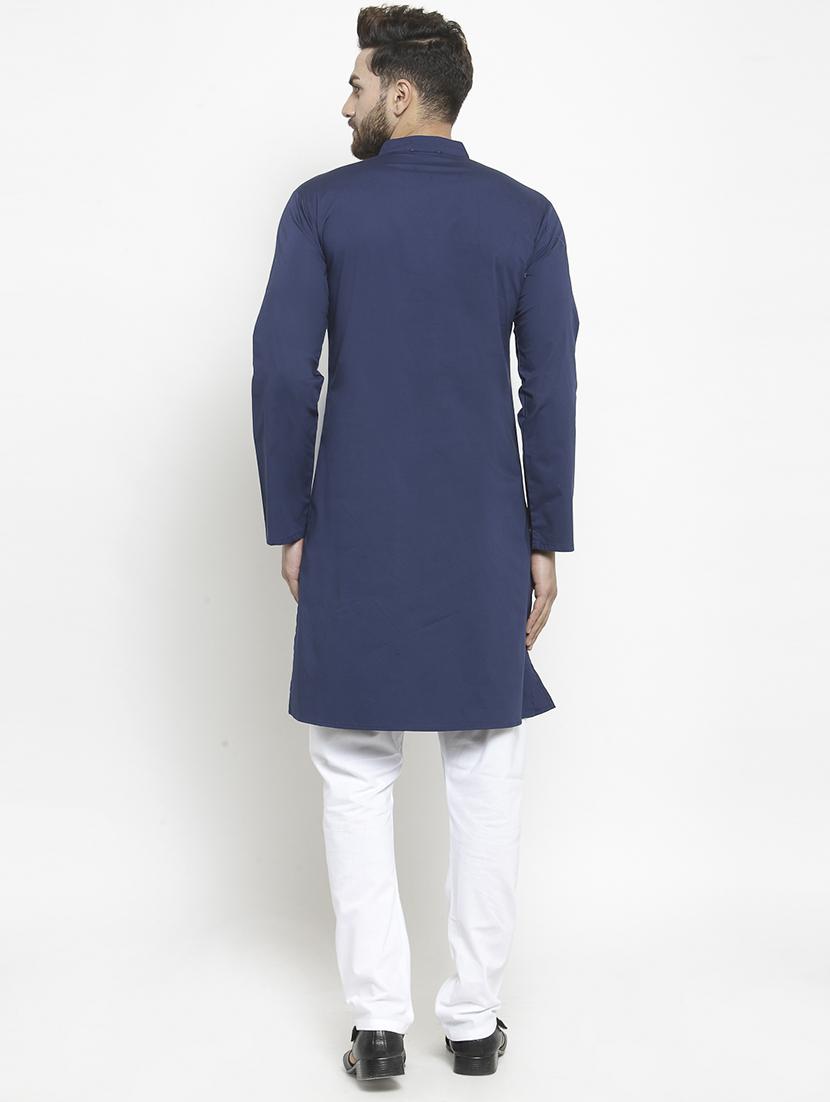 blue solid long kurta - 15932197 - Standard Image - 2