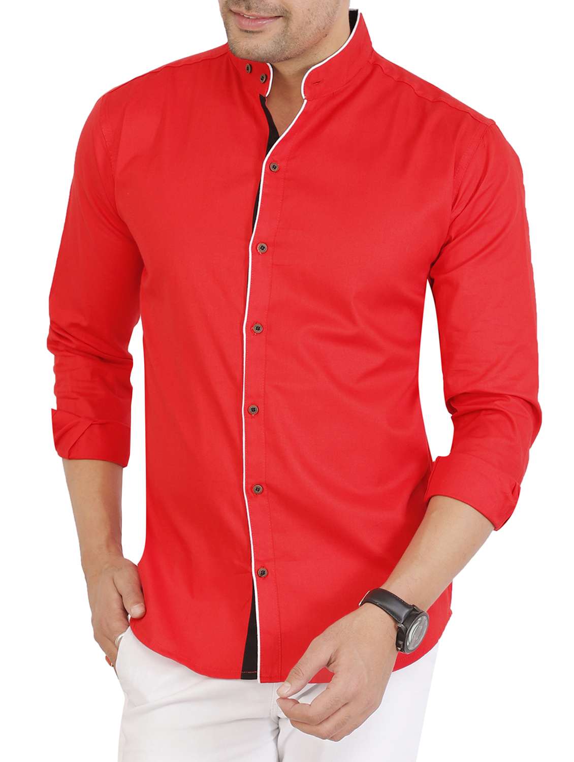 red solid casual shirt
