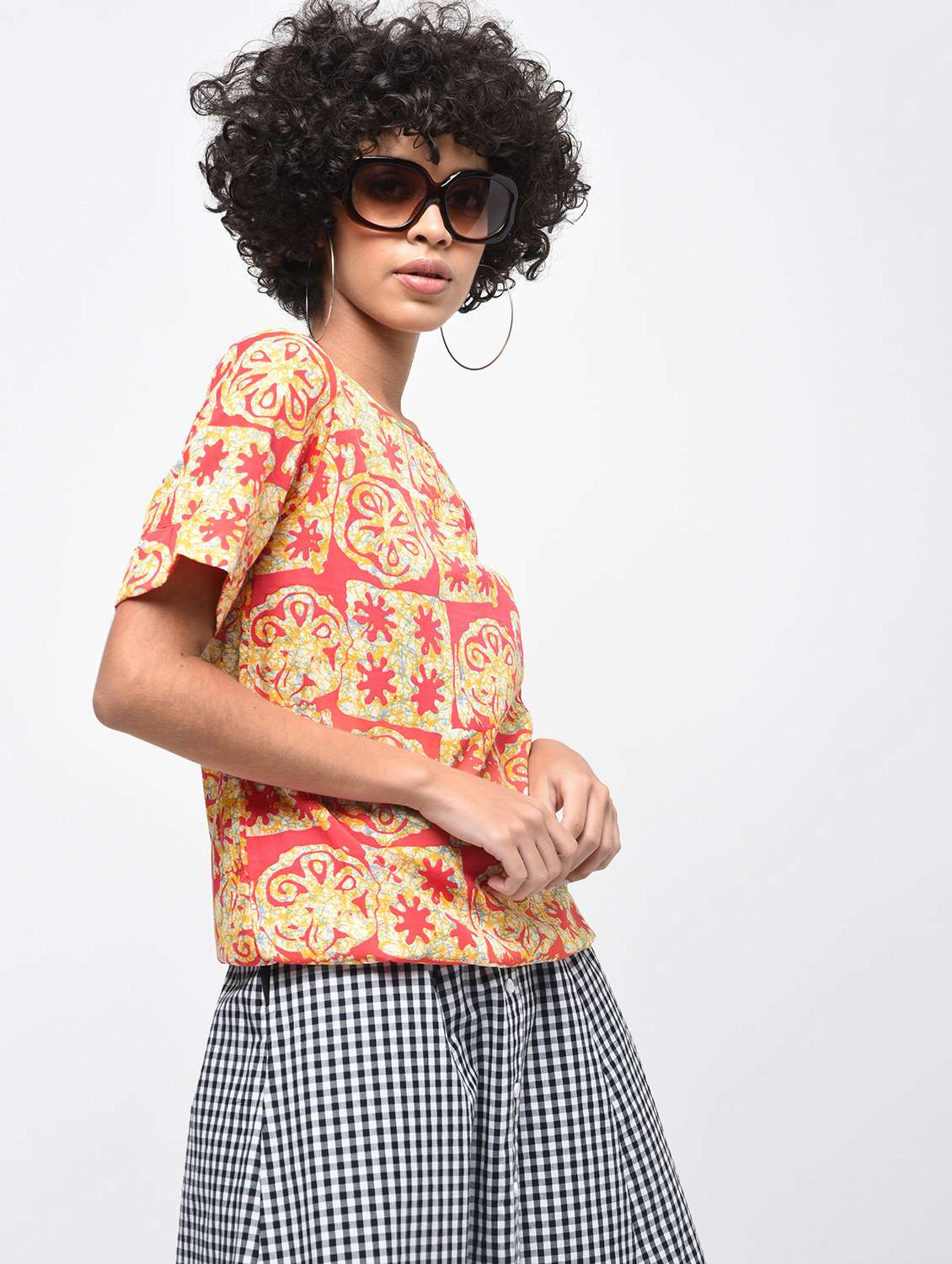 short sleeved blouson top