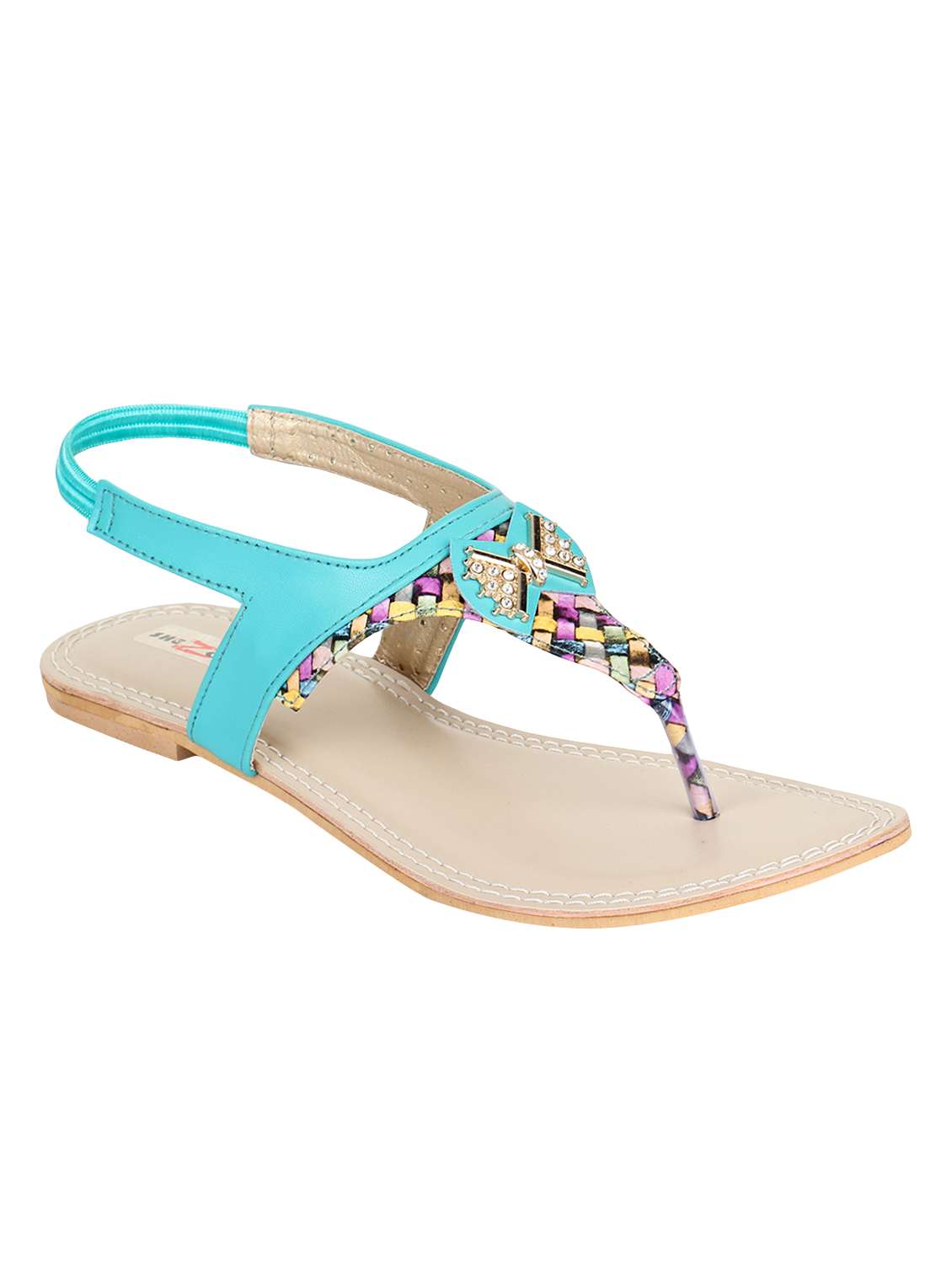 blue back strap sandals