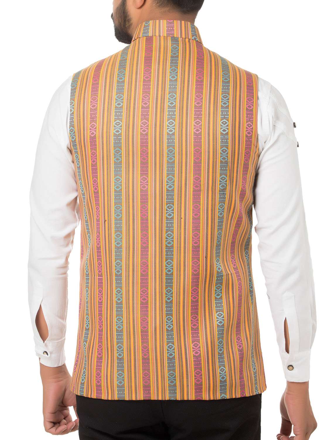 multi colored cotton blend nehru jacket - 15936717 - Standard Image - 2