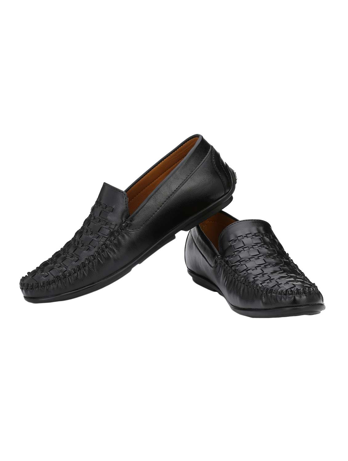 black leatherette slip on loafers