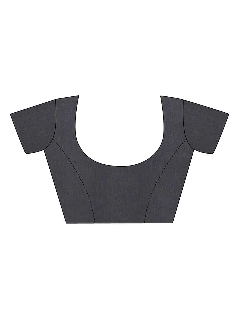 black chiffon plain saree with blouse - 15937548 - Standard Image - 2