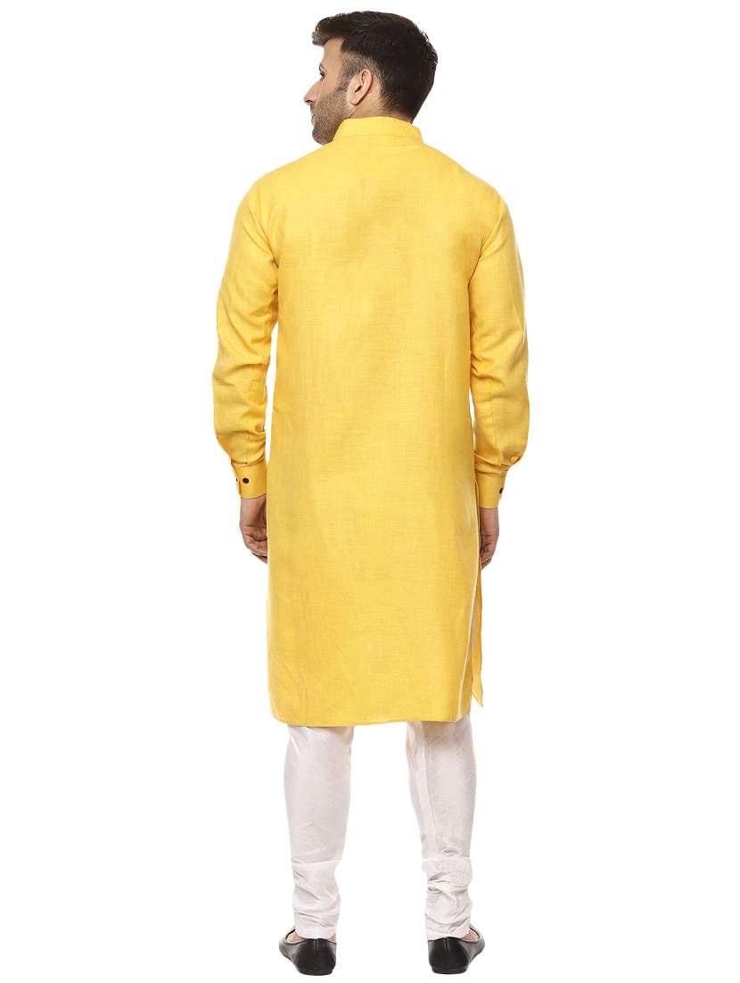 yellow cotton kurta pyjama set - 15937895 - Standard Image - 2