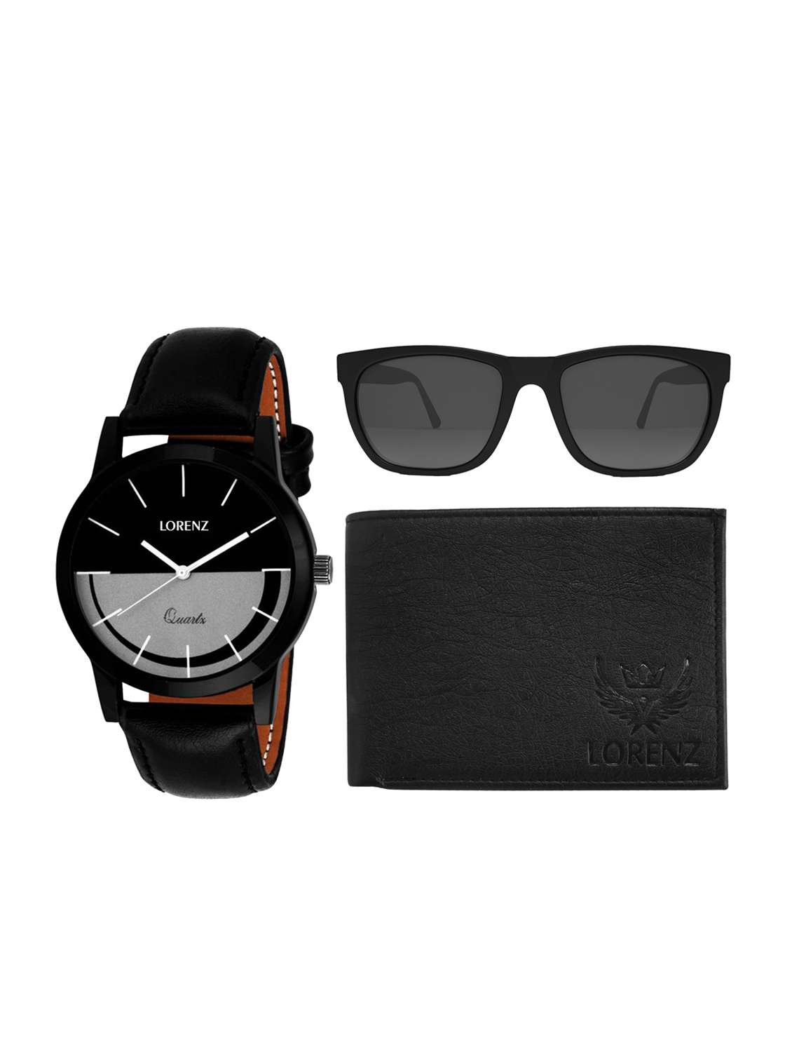 lorenz cm-1053sn-wl-01 combo of analog watch, wallet and sunglasses