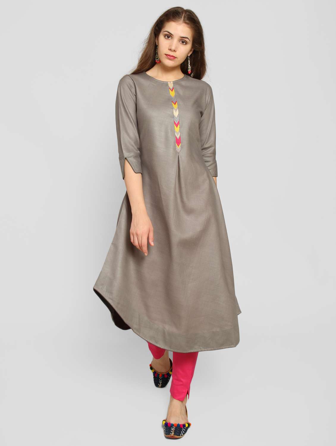 asymmetric solid kurta
