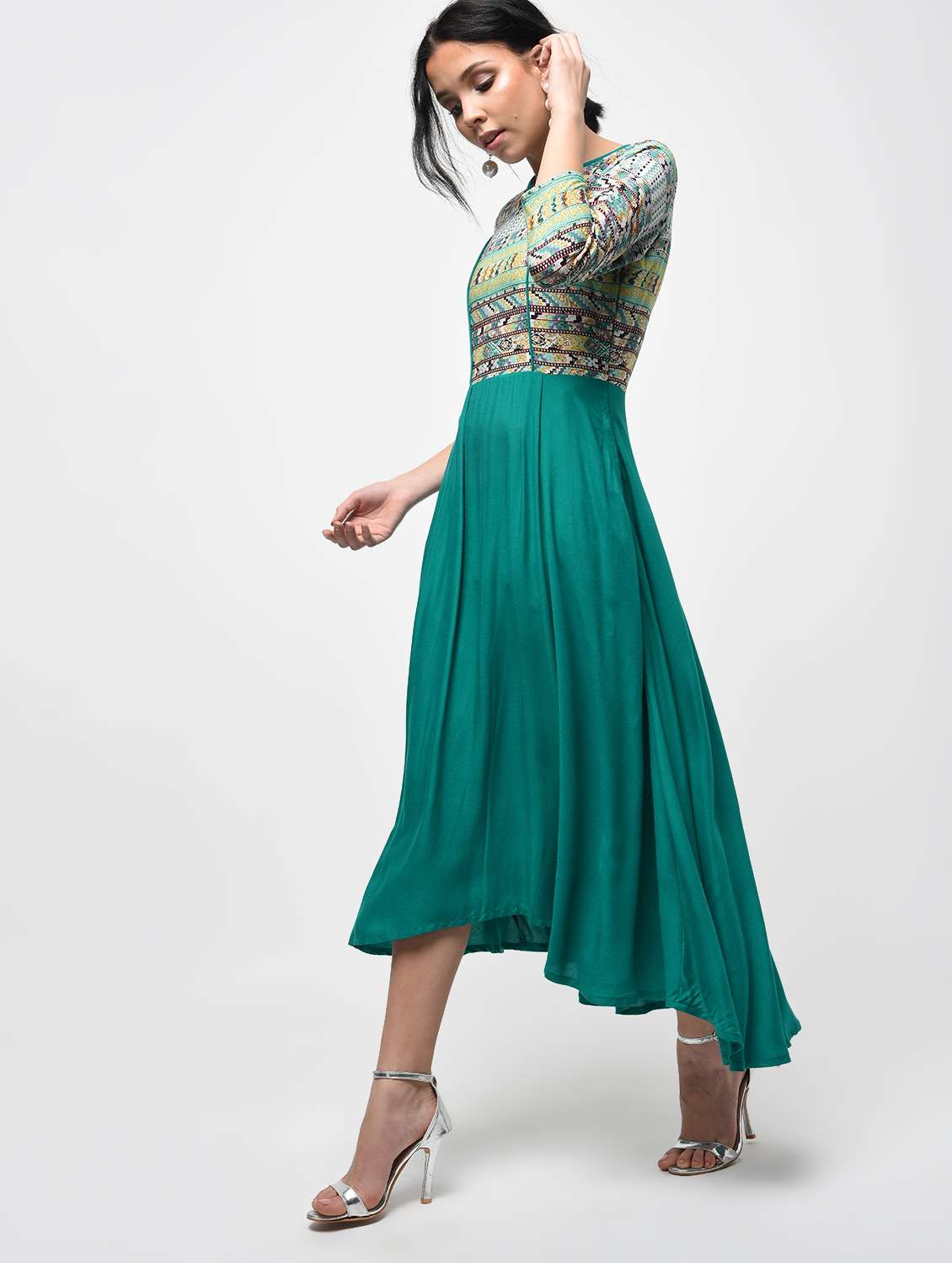 piping detail high low dress