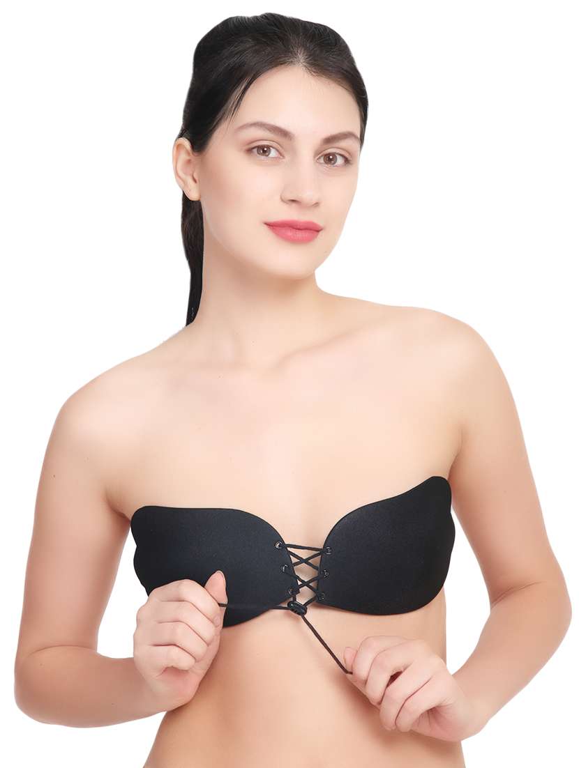 black lightly padded stick on bra