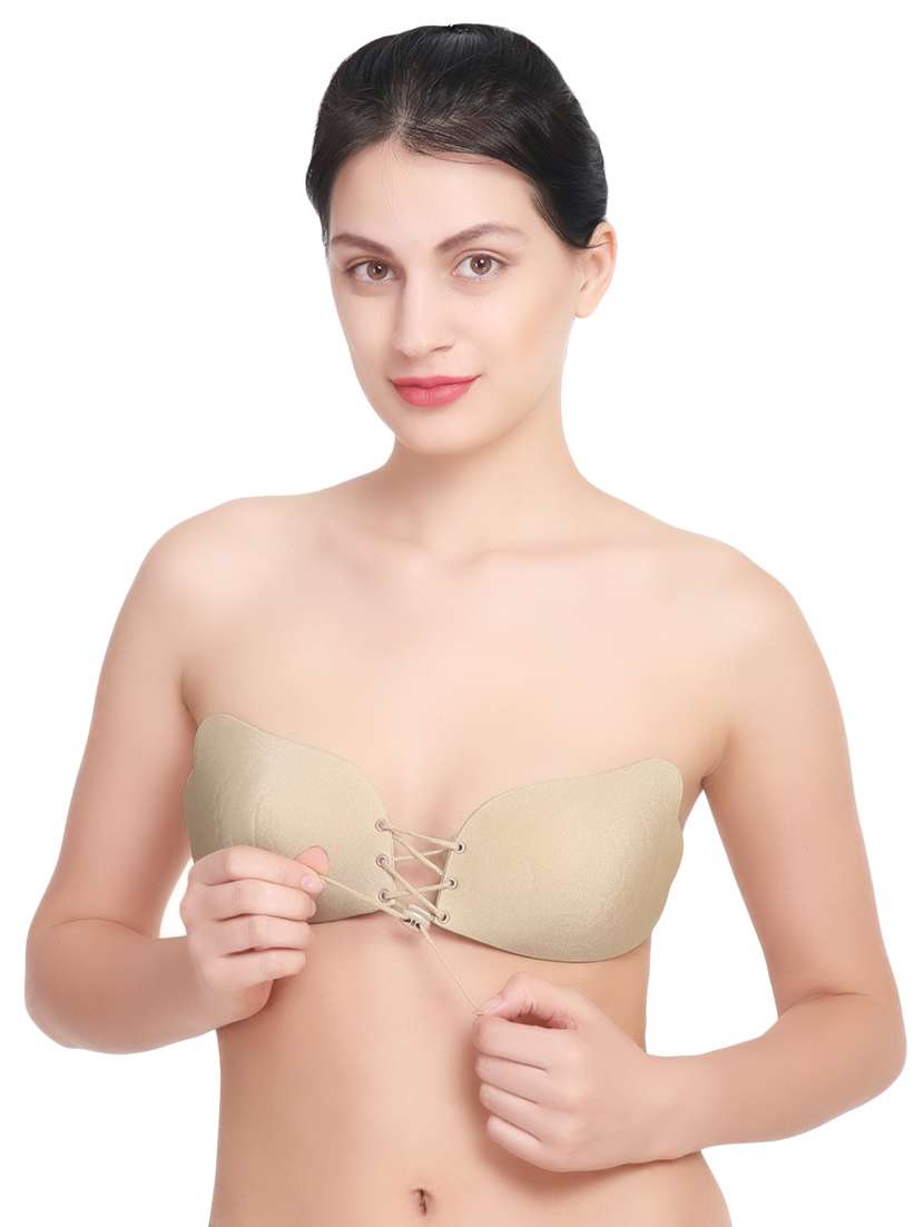 lace up detail stick on bra