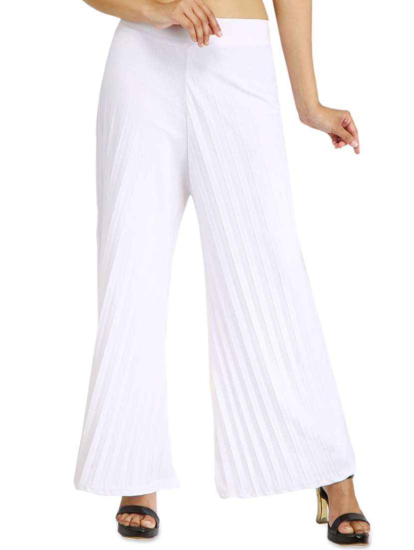 accordion pleated flared palazzo