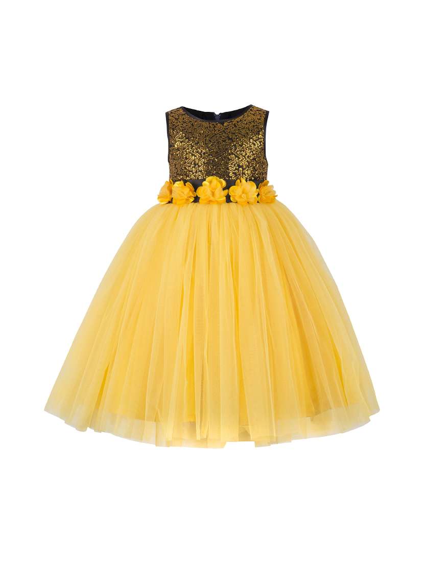 yellow net  gown