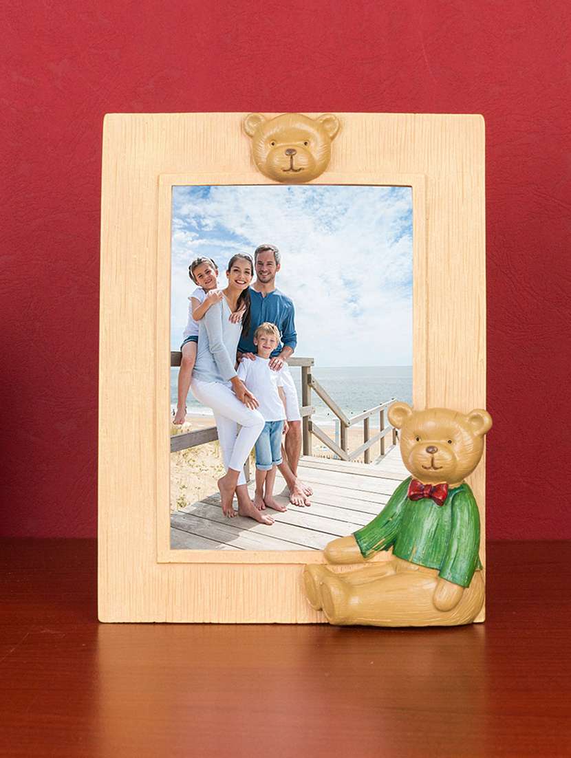 personalized rectangle shaped teddy table photo frame by golden peacock