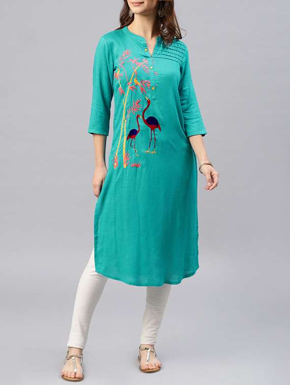 straight embroidered kurta