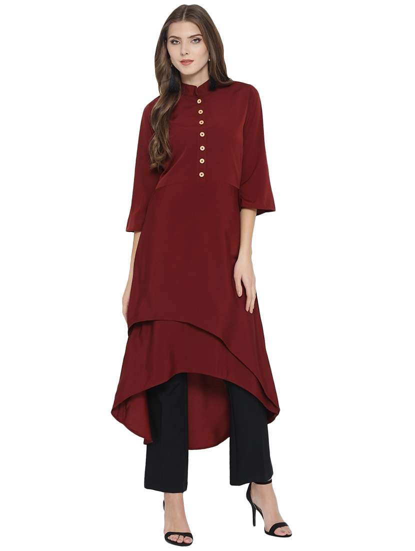maroon layered kurta