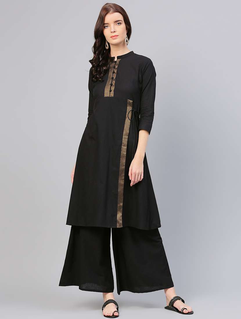 solid side knot kurta with palazzo set
