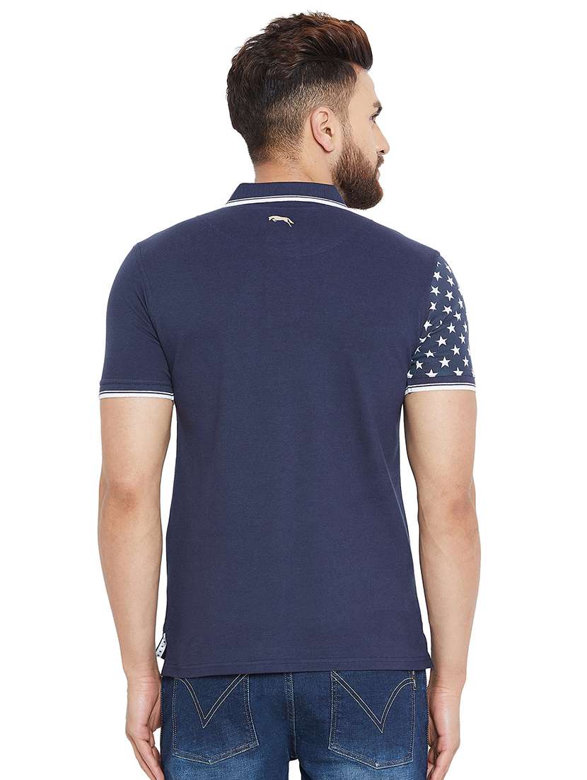 navy blue printed polo t-shirt  - 15953585 -  Standard Image - 2