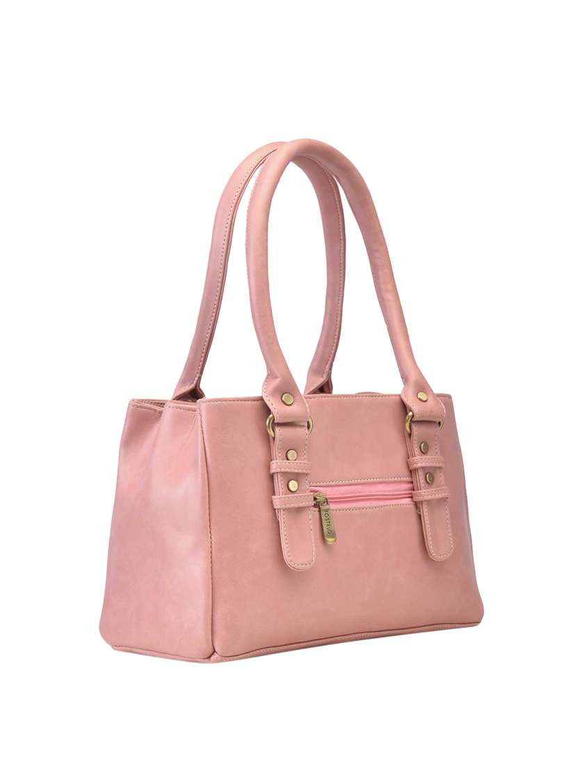 pink leatherette (pu) handbag