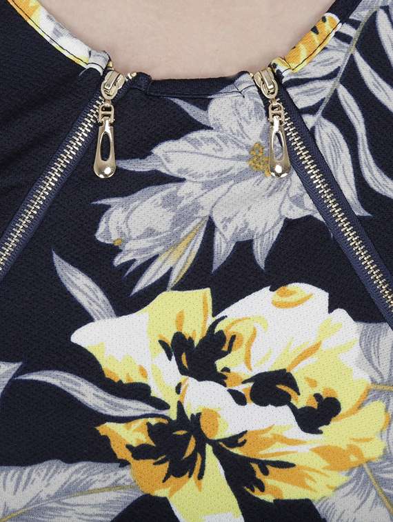 zipper detail floral top - 15953736 - Standard Image - 2